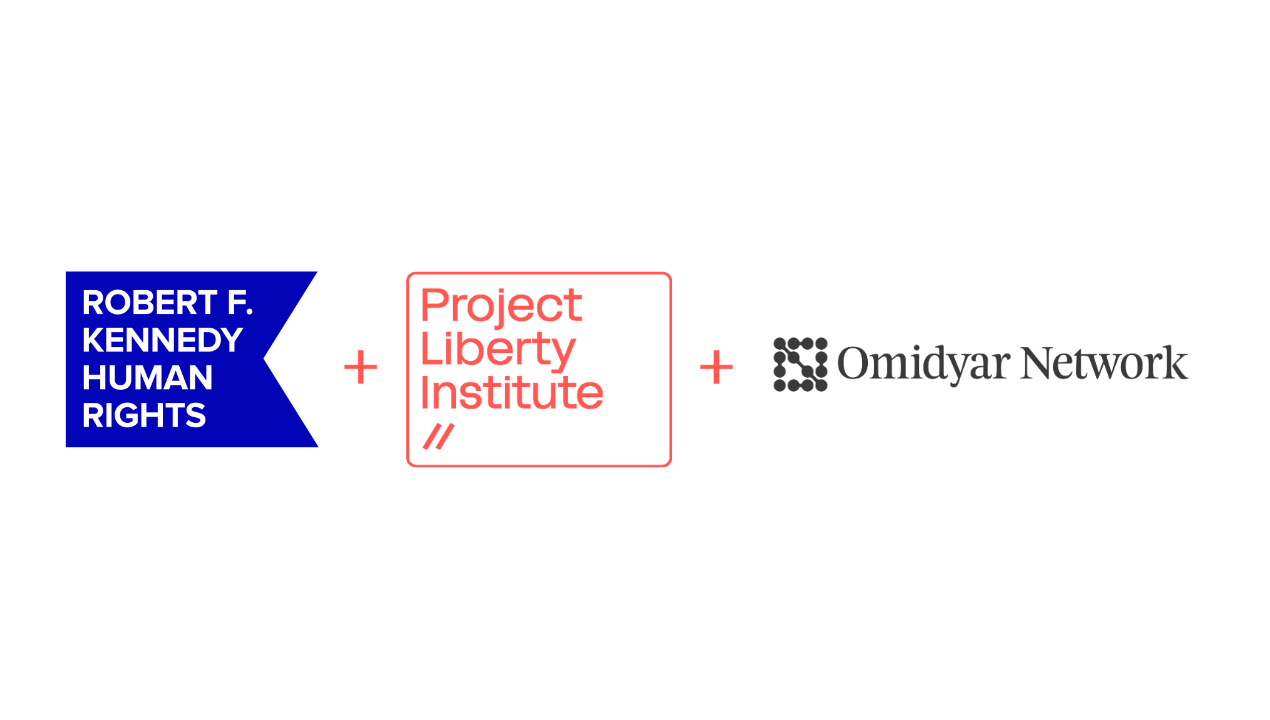Logos from RFK Human Rights, PLI and Omidyar Networks